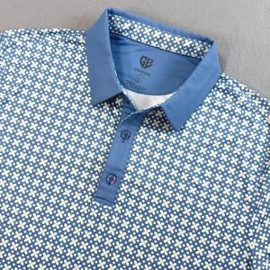 Graham Luxe Men's Blue Floral Golf Polo Shirt Sz Large Sporty Athleisure